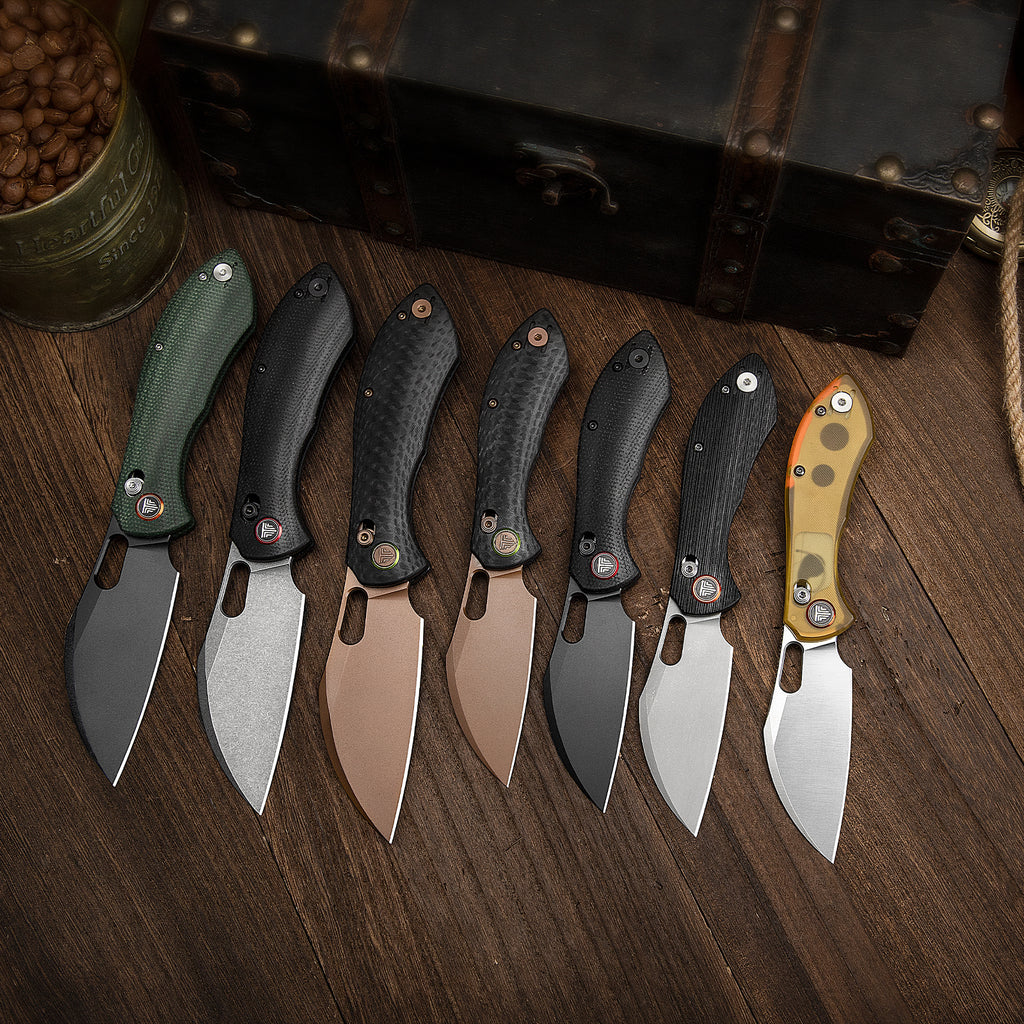 TRIVISA Batwing-YP JM10S-YP-14 – Batwing lineup with various handle colors and sheepfoot blades