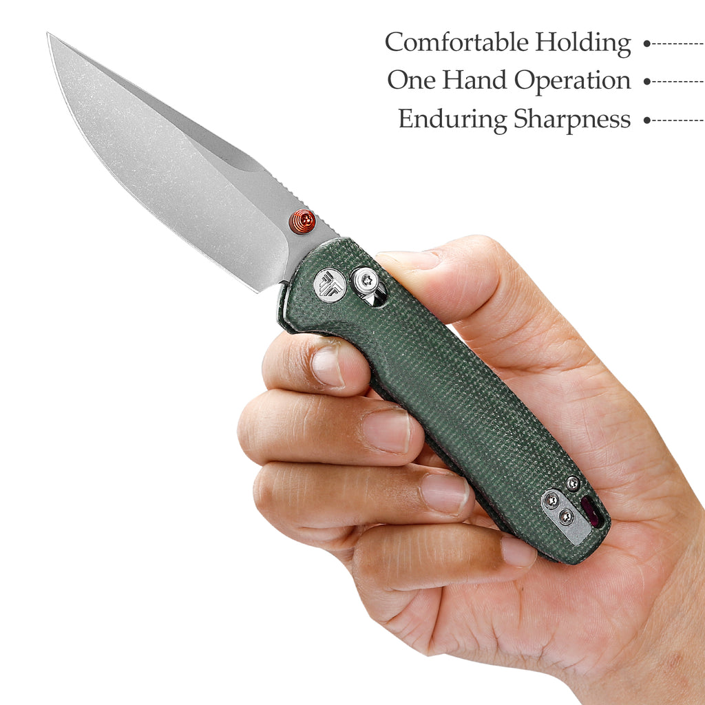 TRIVISA Butterfly-GM JM06-GM-14 – 2.99" 14C28N Clip Point Crossbar Lock Knife with Micarta Handle