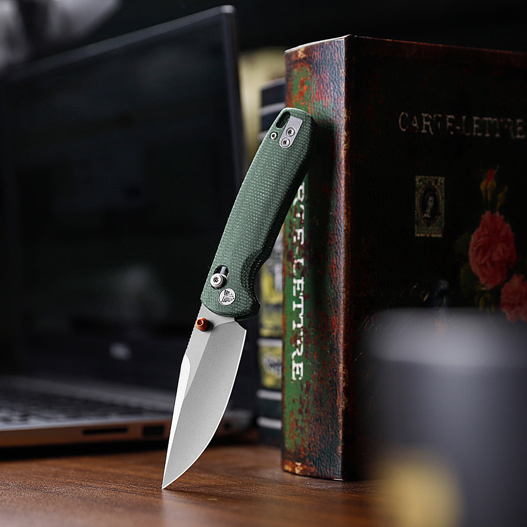 TRIVISA Butterfly-GM JM06-GM-14 2.99 inch clip point crossbar lock knife with Micarta handle