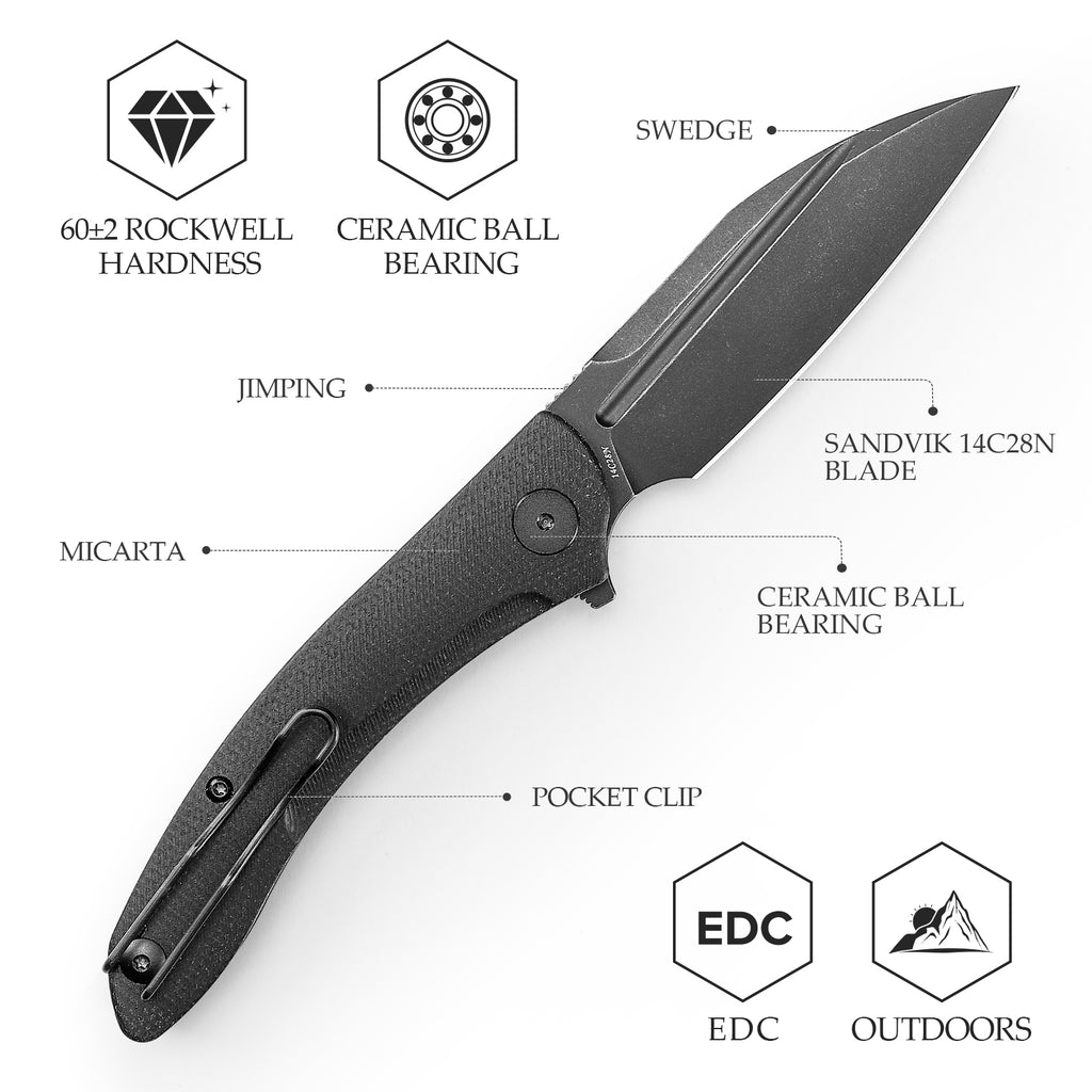 Close-up of TRIVISA Cuckoo-BM TY30-BM-14 with sheepfoot blade and pocket clip