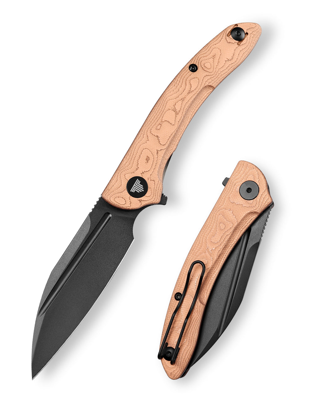 TRIVISA Cuckoo-CU TY30-CU-14 3.37 inch sheepfoot liner lock knife with copper foil handle