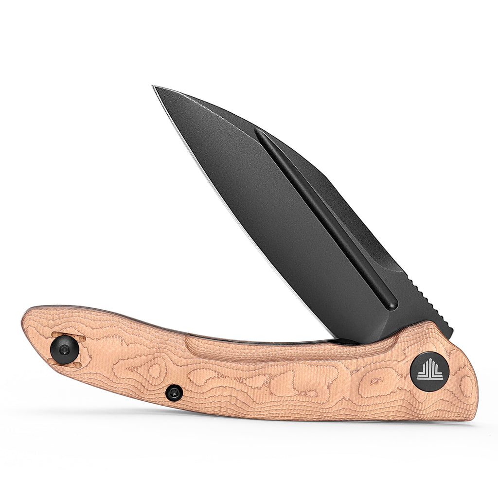 TRIVISA Cuckoo-CU TY30-CU-14 – 3.37" 14C28N Sheepfoot Liner Lock Knife with Copper Foil Handle