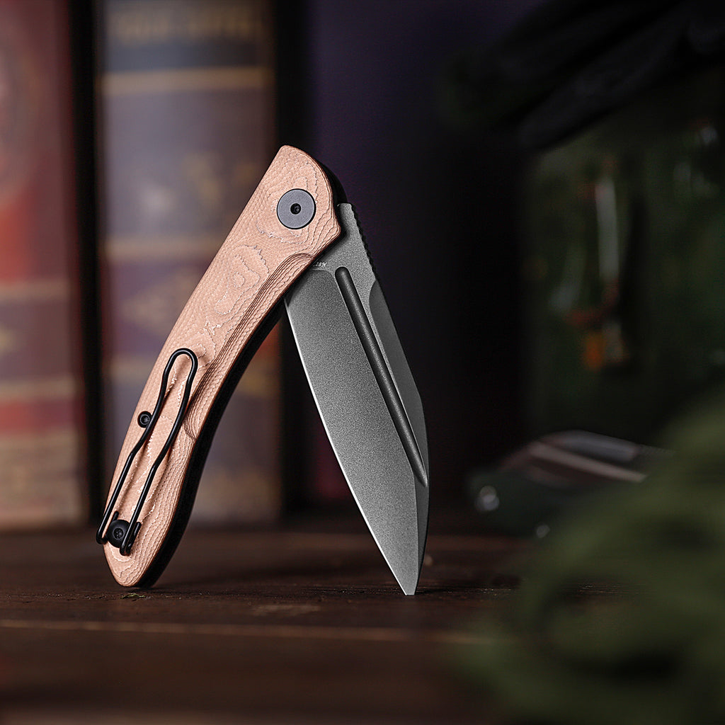TRIVISA Cuckoo-CU TY30-CU-14 3.37" sheepfoot liner lock knife with copper foil handle