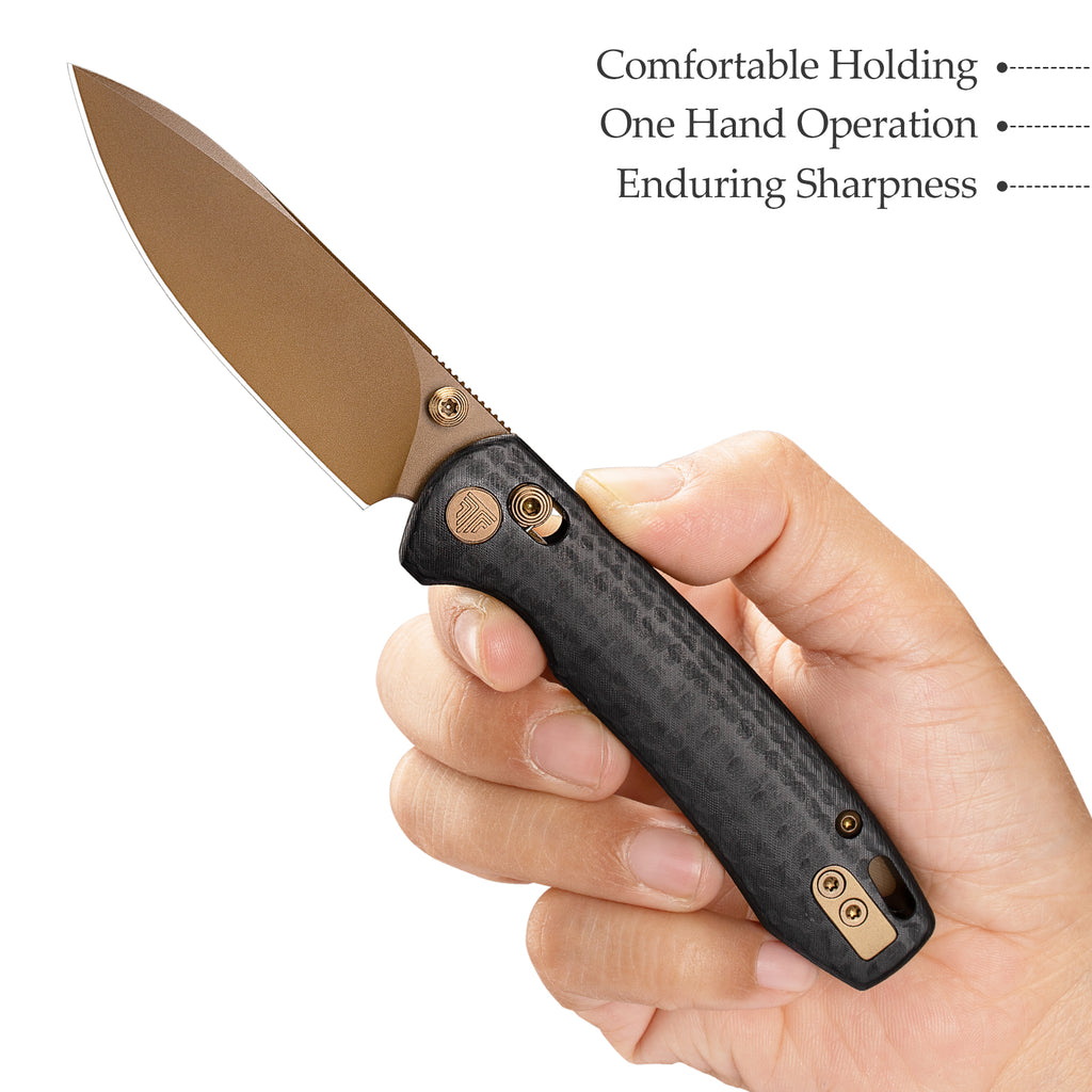 TRIVISA Dragonfly-CG JM03-CG-14 pocket knife with black carbon fiber handle and rose gold details