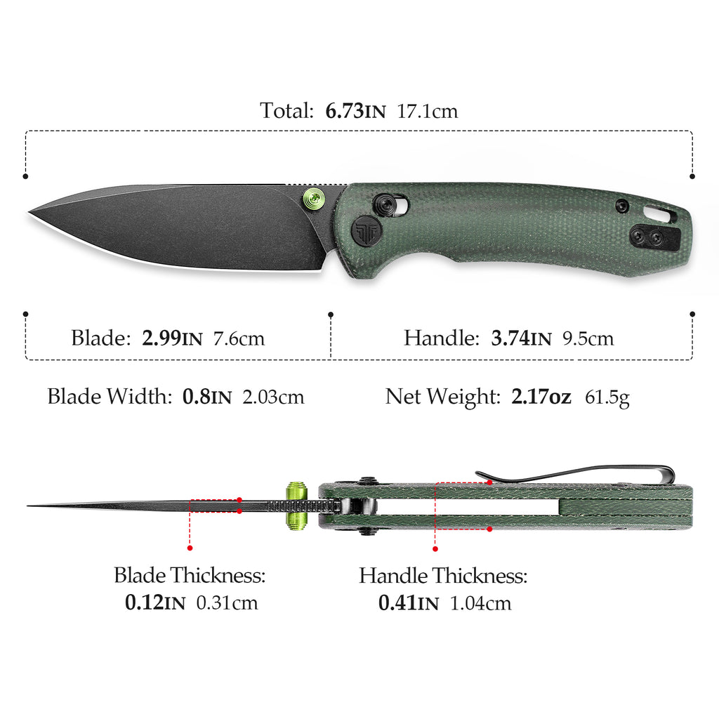 TRIVISA Dragonfly-GM JM03-GM-14 closed view – black stonewash 14C28N folding knife with micarta handle