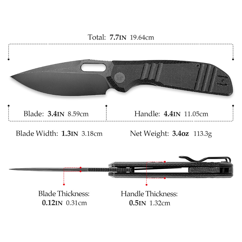 TRIVISA Drop Point Lock Knife with 14C28N Blade and Textured Handle