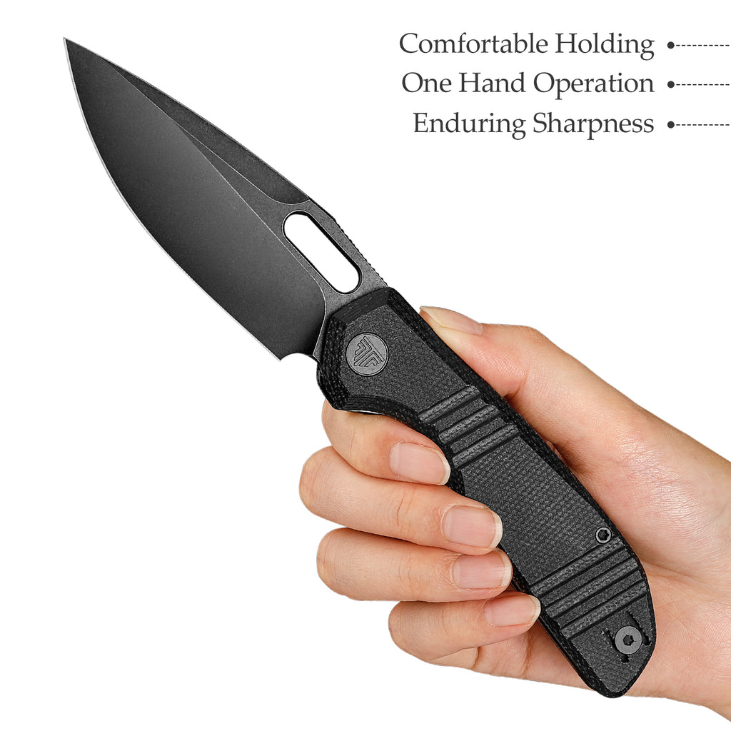 TRIVISA Outdoor Lock Knife with 3.4" Blade and Ergonomic Handle