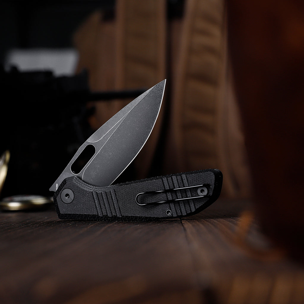 TRIVISA Gecko-BM JM04-BM-14 3.4" drop point liner lock knife with Micarta handle