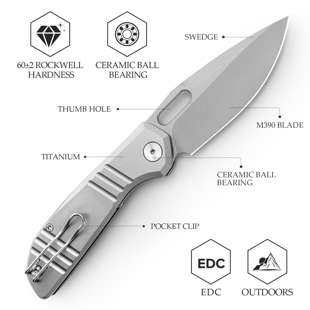 TRIVISA Gecko-S JM04-S-M 3.4" M390 Drop Point Blade