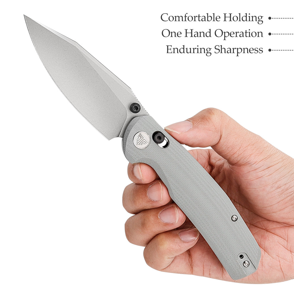 TRIVISA Hornet-03G JM01-GG-14 – 3.34" 14C28N Drop Point Axis Lock Knife with G10 Handle