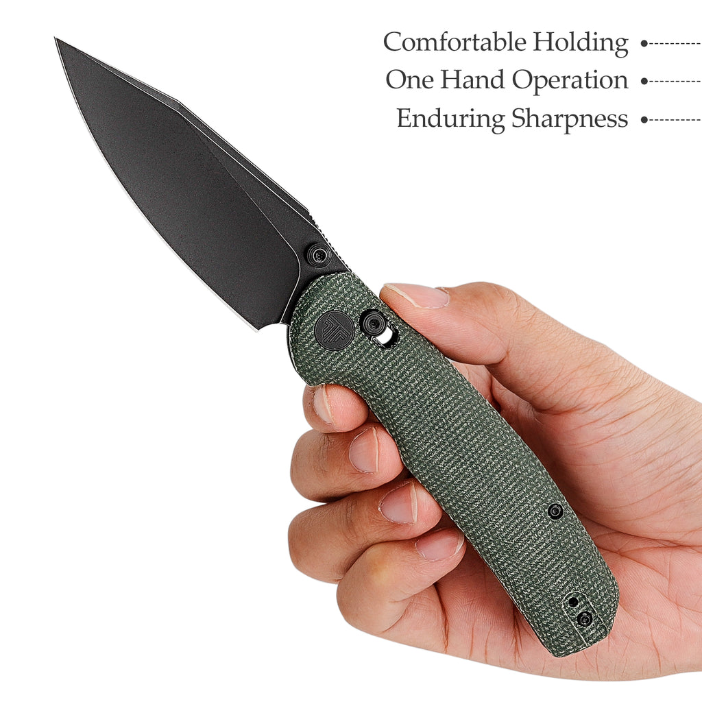 TRIVISA Hornet-04G JM01-GM-14 – 3.34" 14C28N Drop Point Axis Lock Knife with Micarta Handle