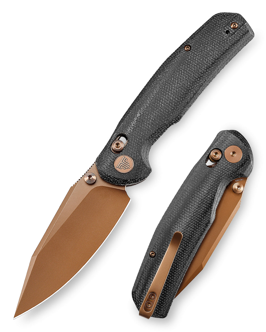Black and bronze folding lock knife