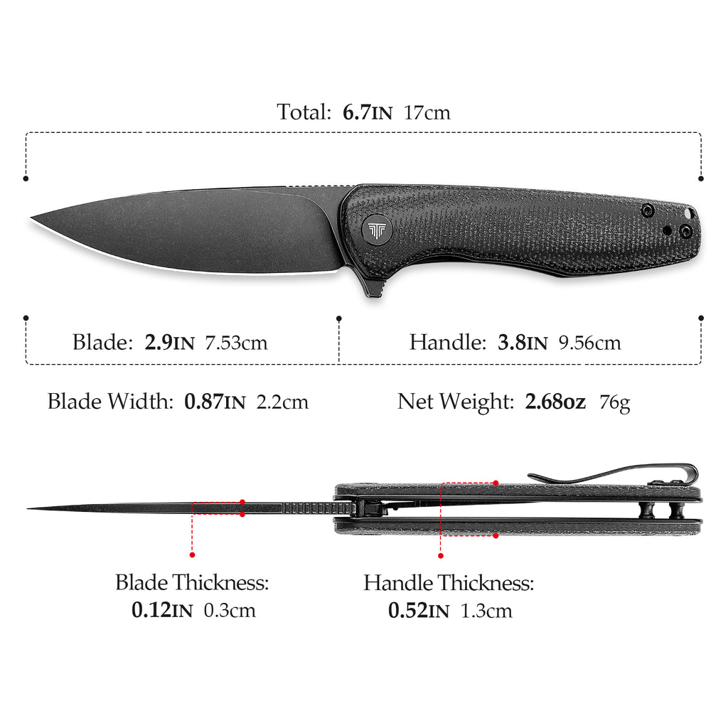 Close-up of TRIVISA Hummingbird-BM JM07-BM-14 folding knife with open blade and textured handle