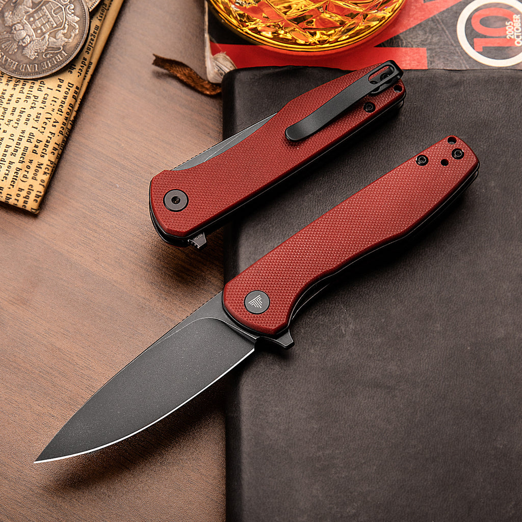 TRIVISA Hummingbird-RG JM07-RG-14 2.9" drop point liner lock knife with red G10 handle