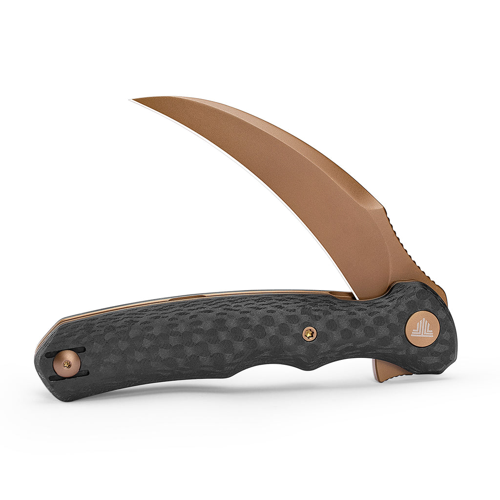 TRIVISA Lacerta-CG TY19-CG-14 – 3.34" 14C28N Pointed Liner Lock Knife with Carbon Fiber G10 Handle