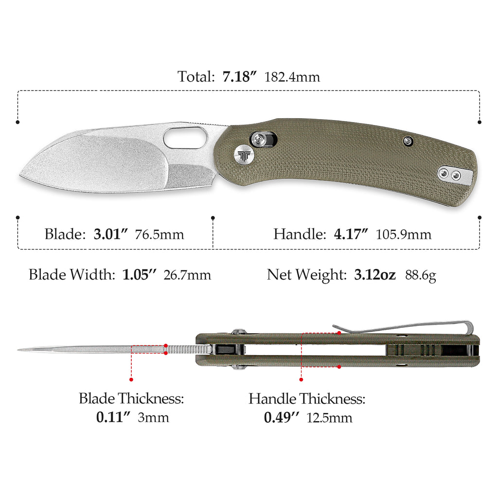 Close-up of TRIVISA Lamb-03G TY26-G-N with textured handle and blade