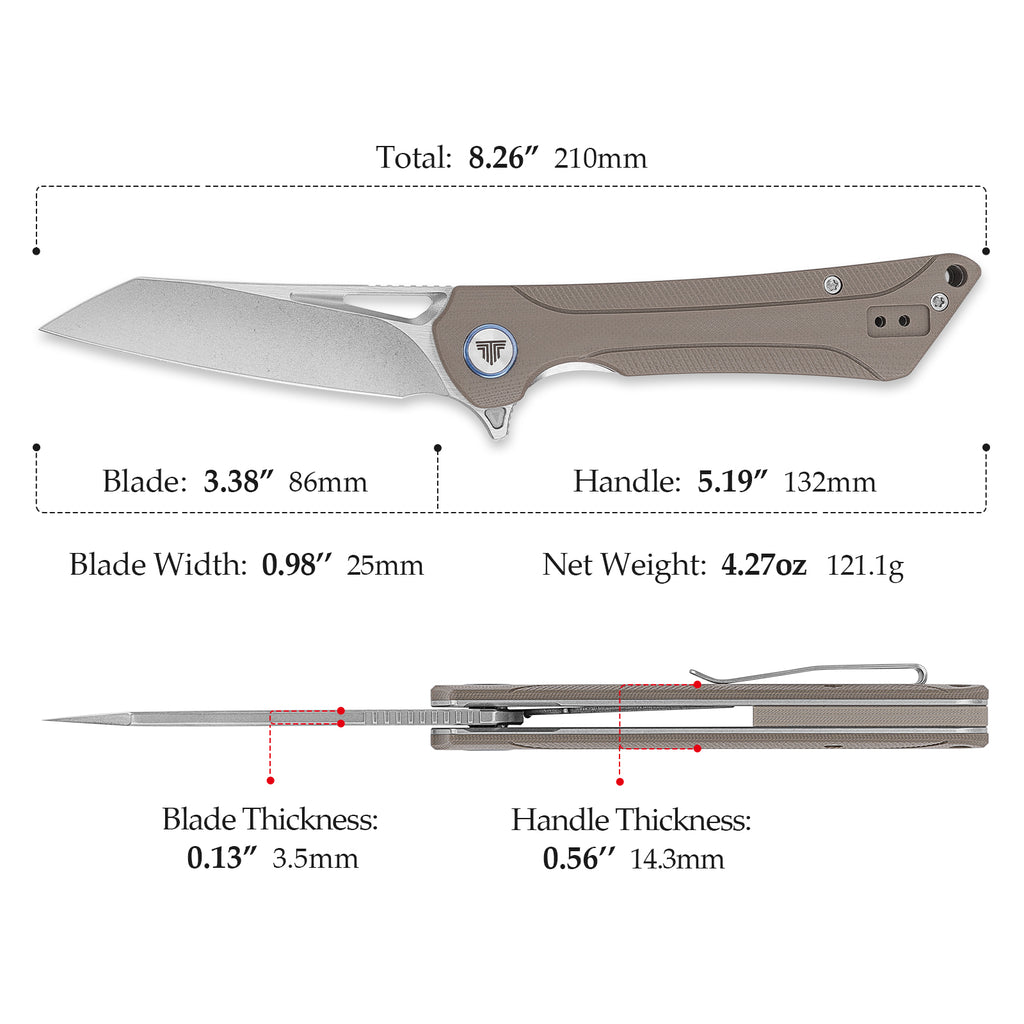 Folded TRIVISA Monoceros-03D TY25-DG with blade and handle dimensions