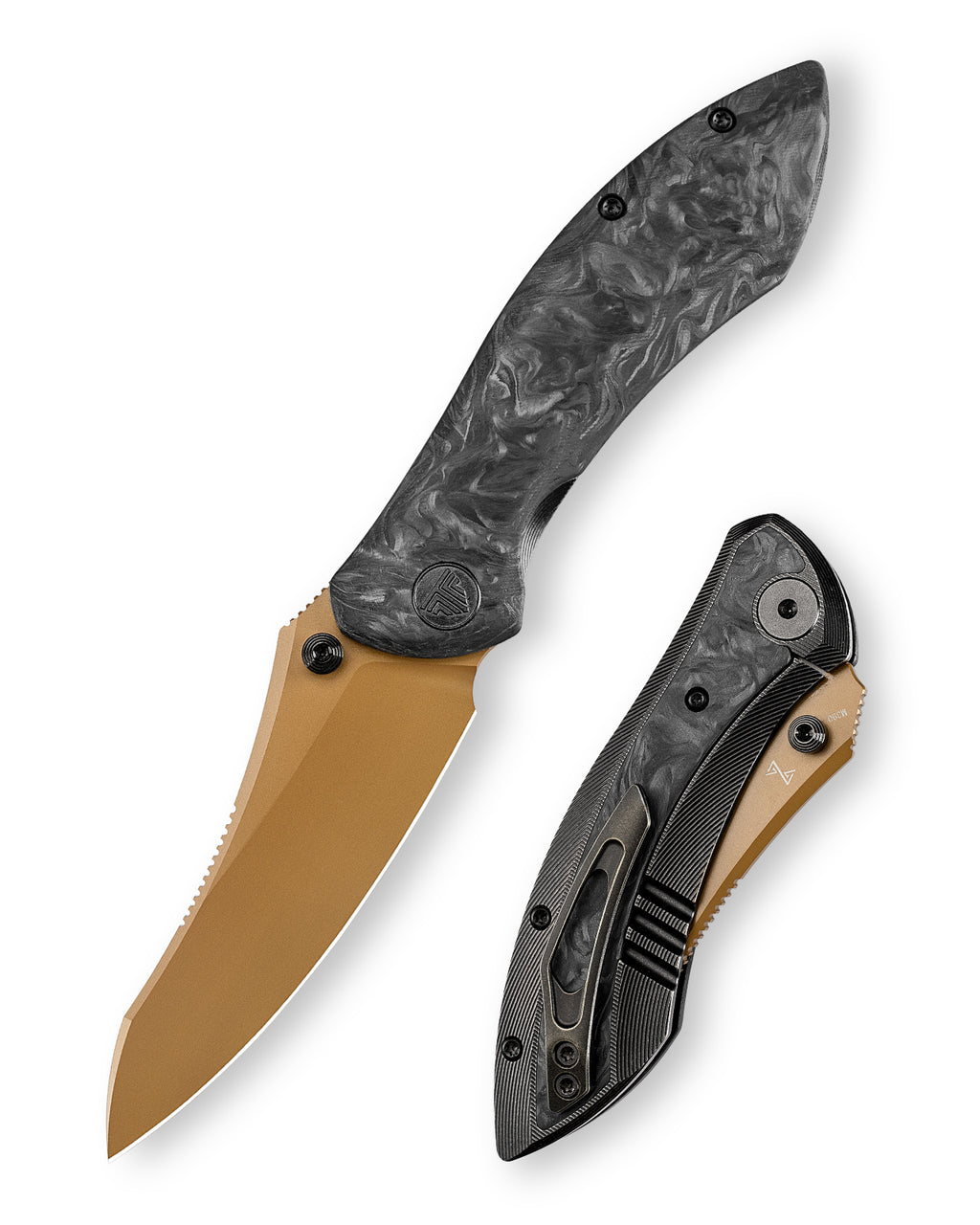TRIVISA Rhino-RG JM08-RG-M 3.2" M390 Drop Point Frame Lock Knife with Carbon Fiber Titanium Handle