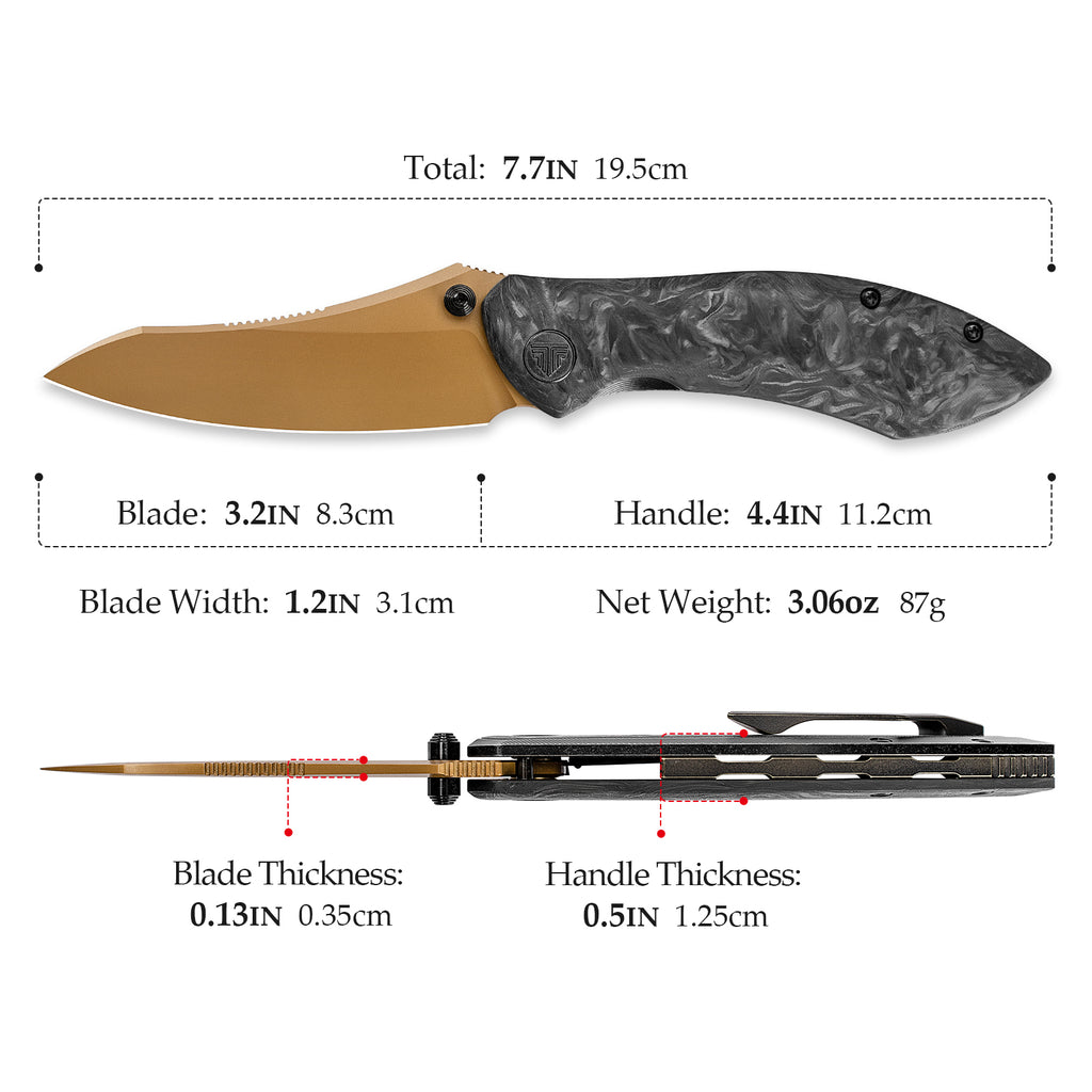 TRIVISA Rhino-RG JM08-RG-M knife with detailed blade and handle specifications