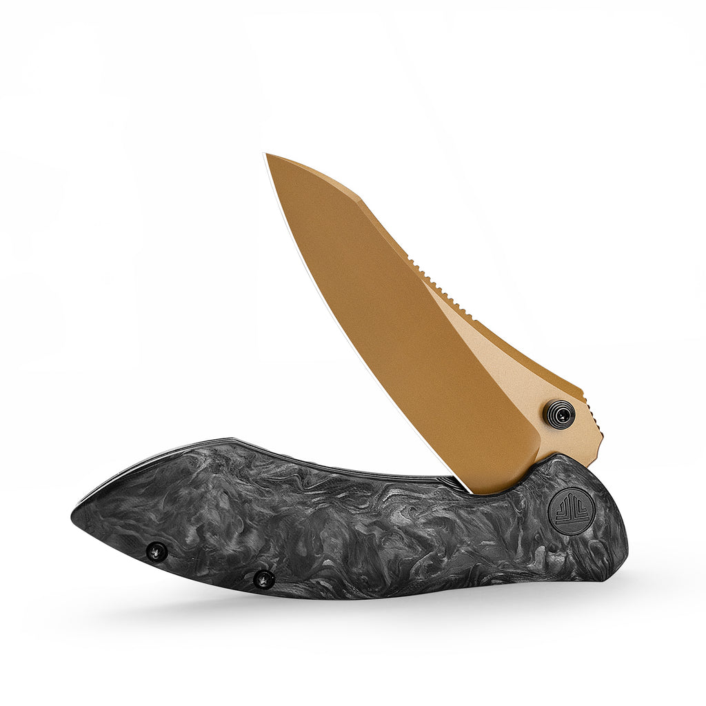 TRIVISA Rhino-RG JM08-RG-M with open blade showing titanium handle and drop point blade