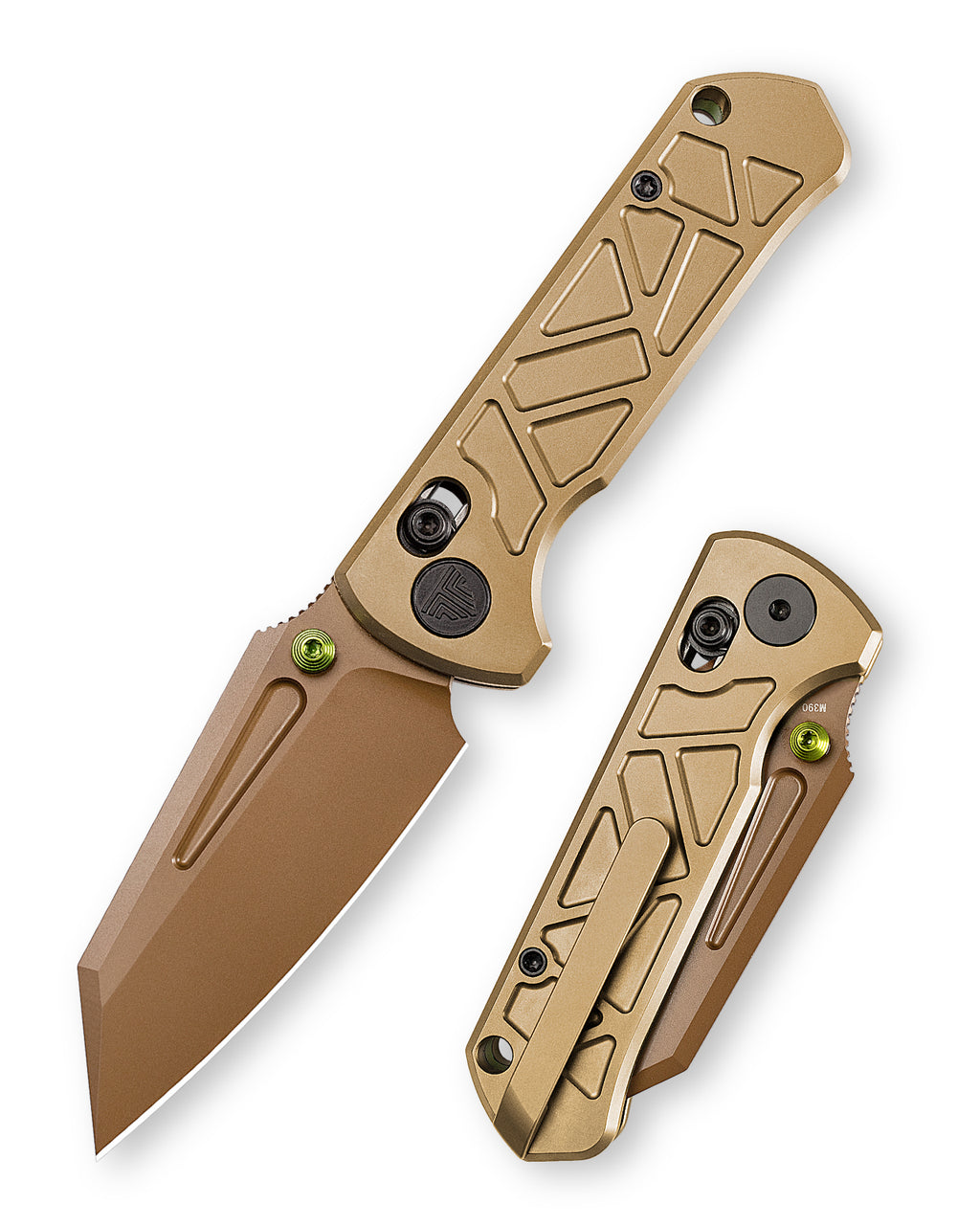 TRIVISA Skarn-RG JM11-RG-M 2.87" M390 Crossbar Lock Knife with Titanium Handle