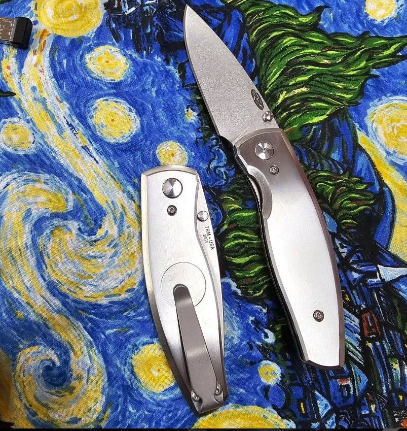 TRM Neutron 2 Folding Knife â€“ 3" CPM 20CV Blade, Satin Titanium Handles