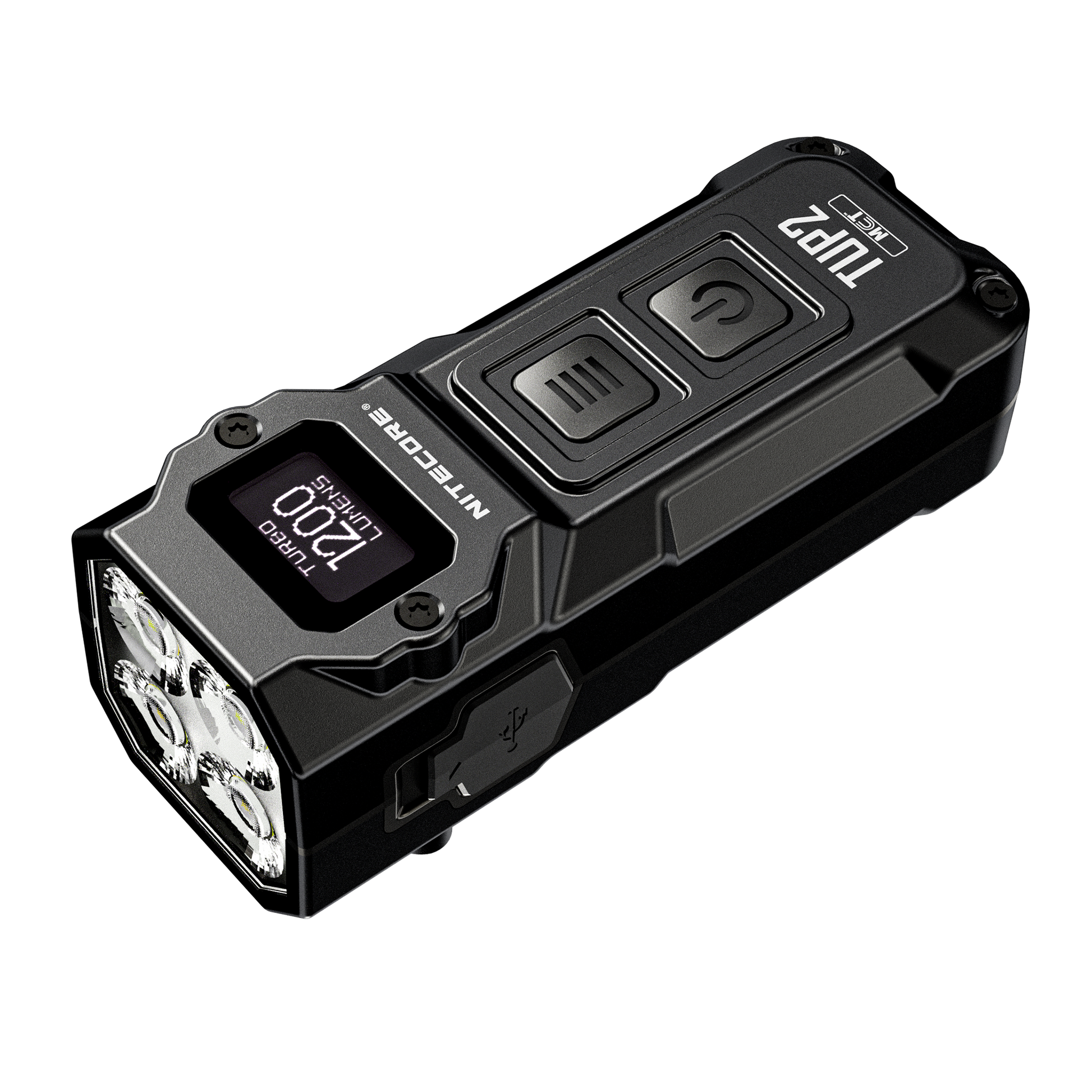 Nitecore TUP2 black USB-C rechargeable keychain EDC flashlight with OLED display