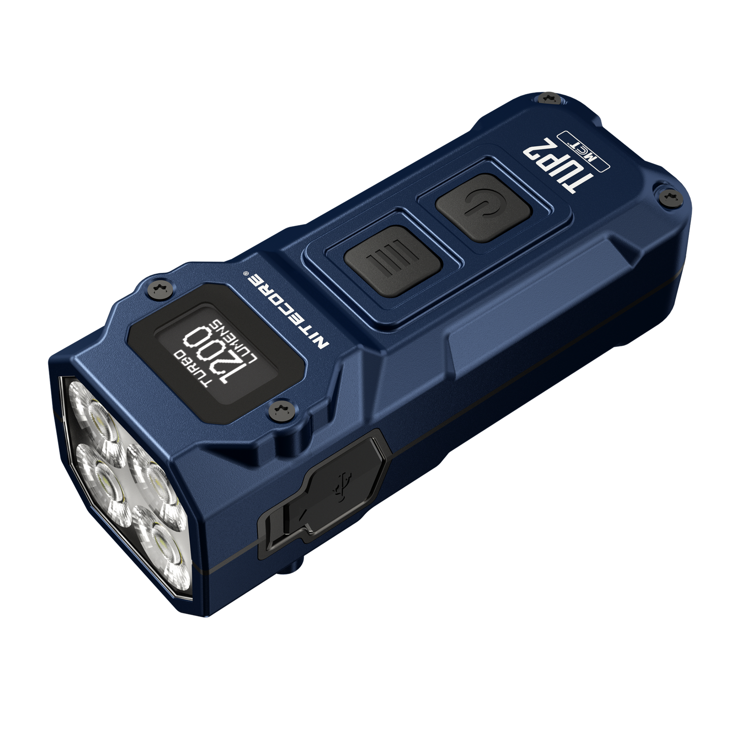 Nitecore TUP2 blue USB-C rechargeable keychain EDC flashlight with OLED display