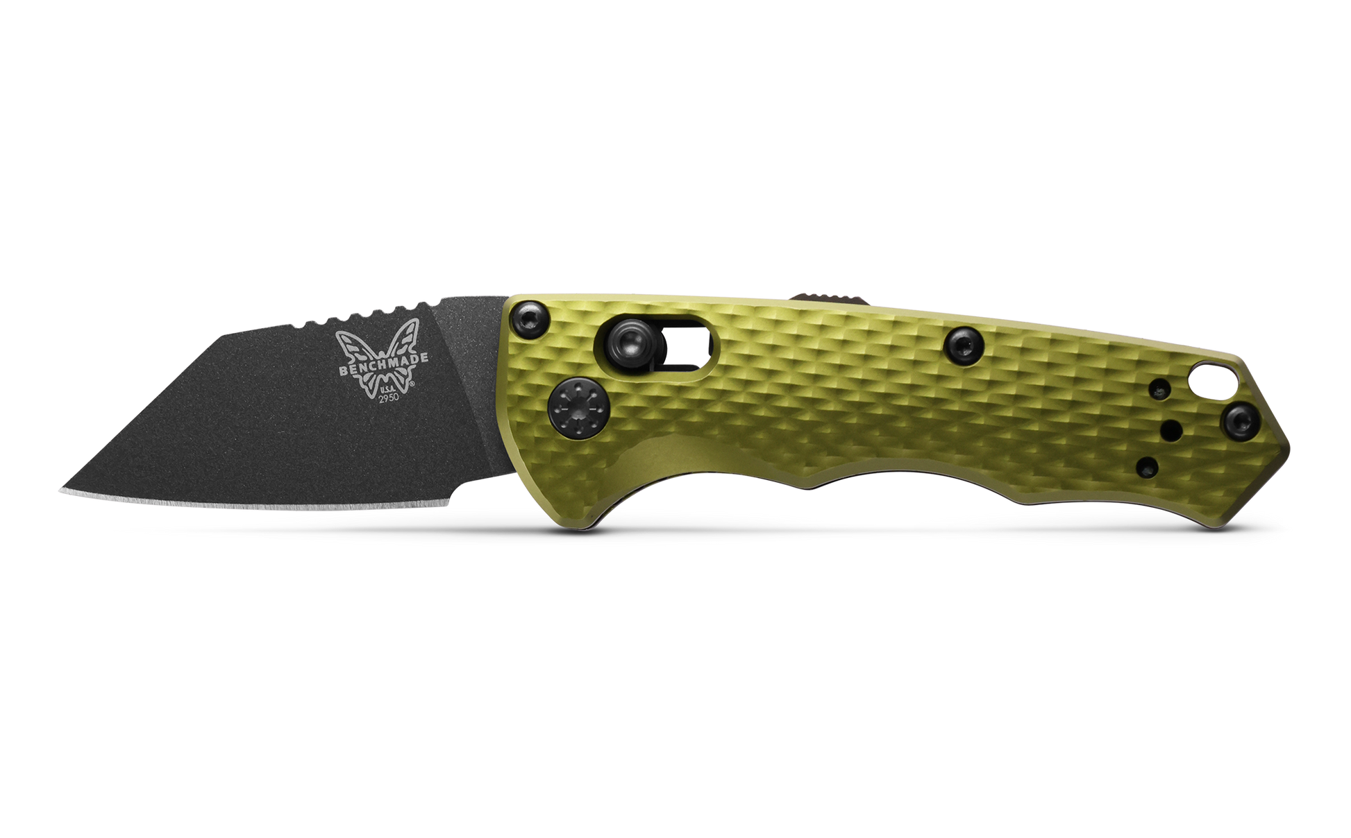 Benchmade Partial Immunity 2950BK-2 side profile open – Cobalt Black Wharncliffe blade, Auto-AXIS automatic