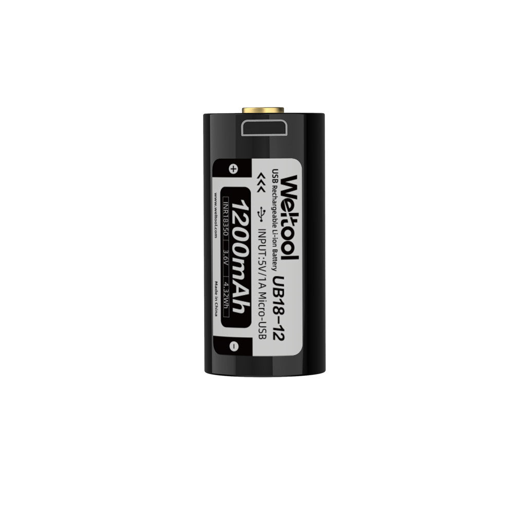 Weltool UB18-12 button-top 18350 rechargeable cell