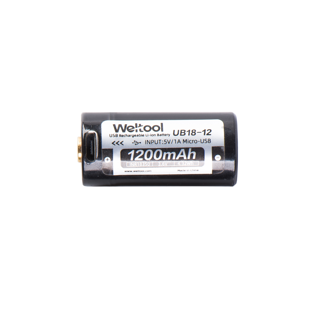 Weltool UB18-12 18350 rechargeable battery