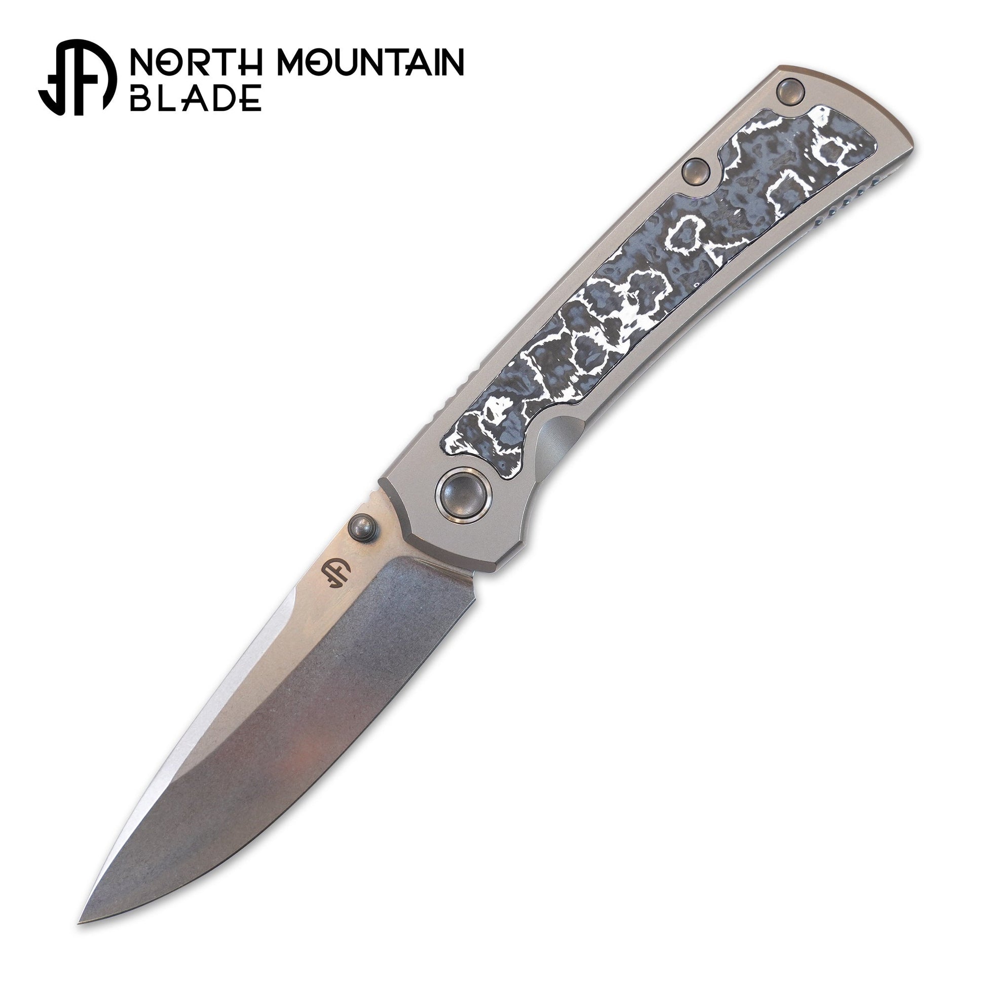 North Mountain Blade Ultra UltraM390-Titainum front view – 3.5" M390 drop point folding knife