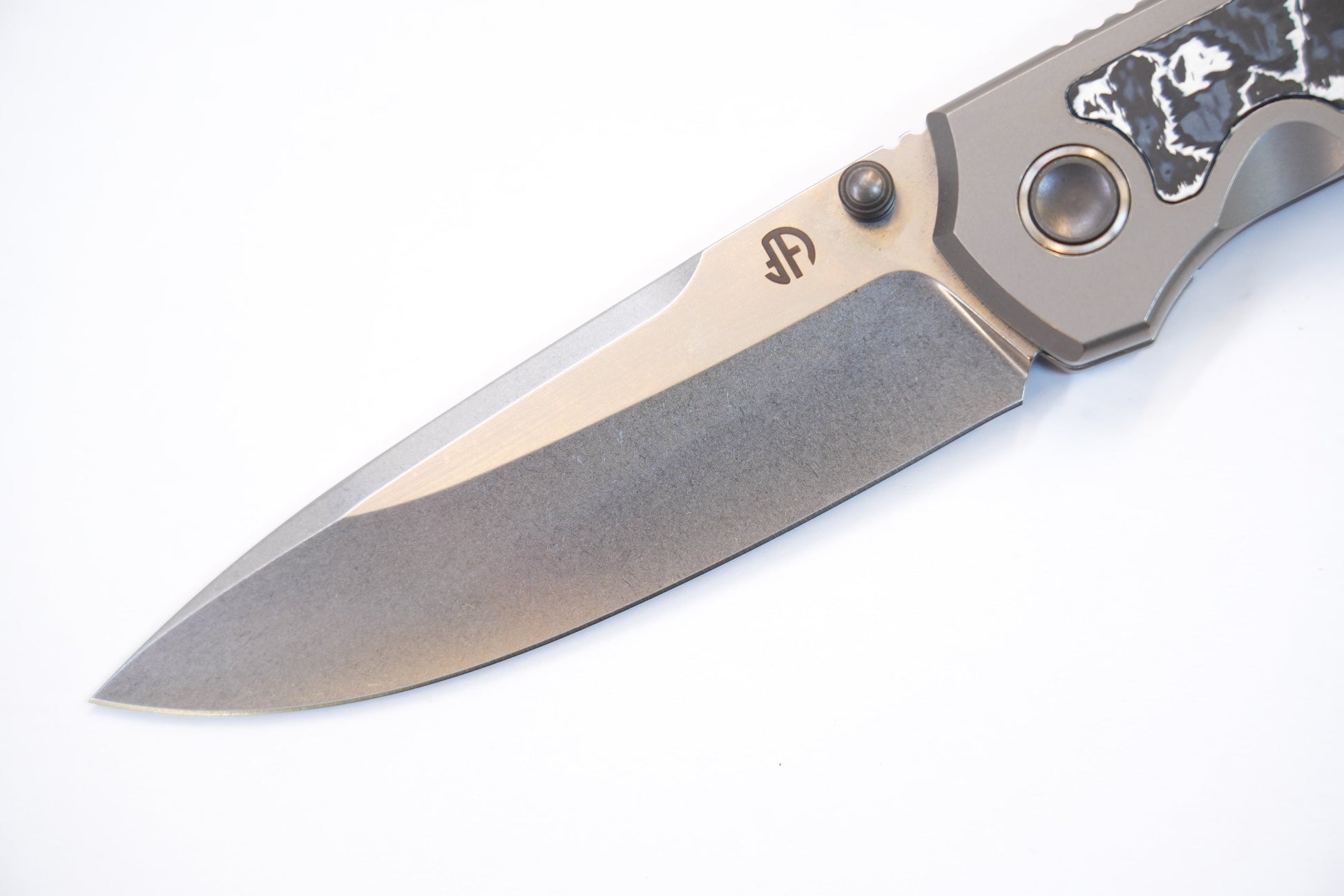 North Mountain Blade Ultra UltraM390-Titainum open position showing M390 drop point blade