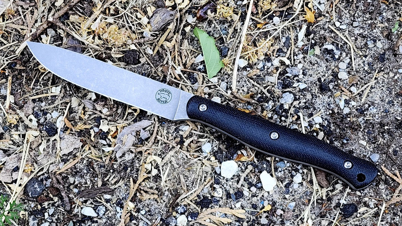 White River Exodus 4 Jackalope Exodus4-BLK black canvas Micarta handle detail