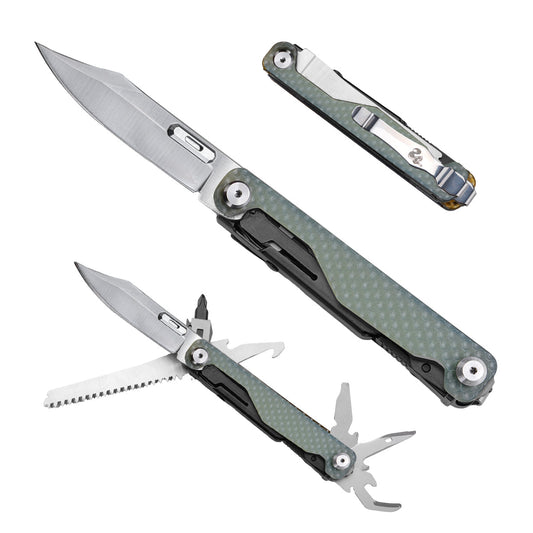 Viperade VAK7 Folding EDC Multitool (Jade G10) front view