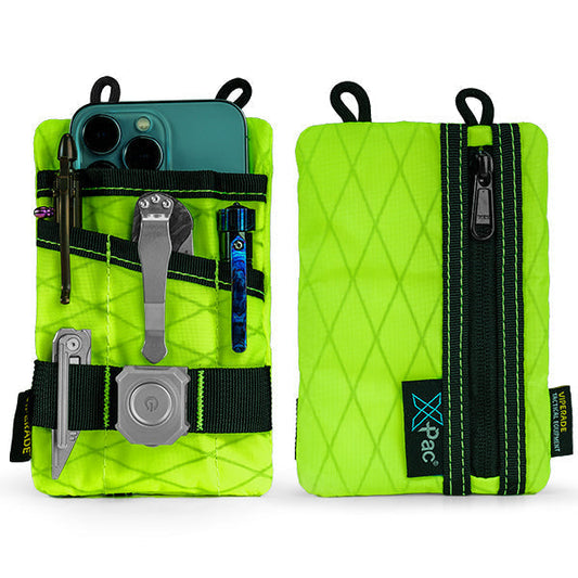 Viperade VE1-XPAC EDC Pocket Organizer Pouch (X-Pac Hot Lime) front view