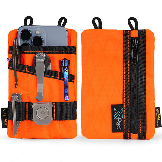 Viperade VE1-XPAC EDC Pocket Organizer Pouch (X-Pac Hot Orange) front view