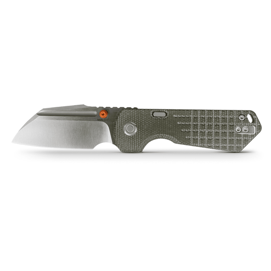 Vosteed Hedgehog A1311 â€“ 2.99" S35VN Modified Sheepsfoot Top Liner Lock Knife with Olive Green Micarta Handle