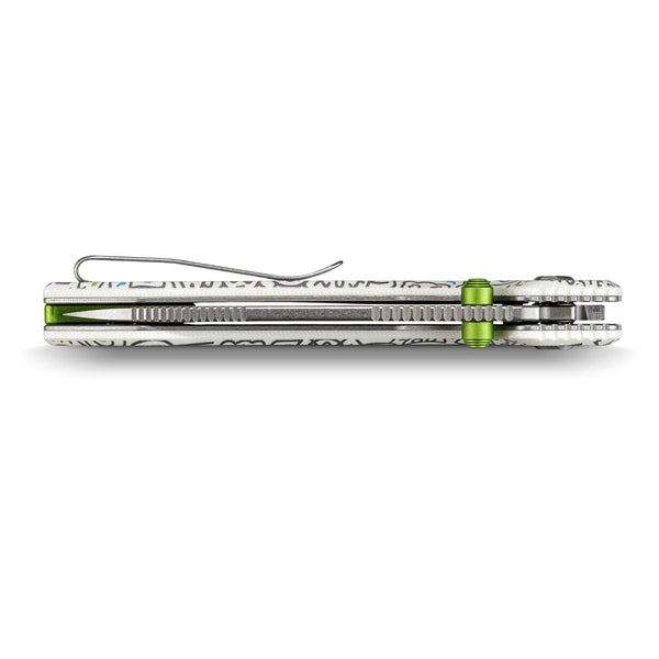 Vosteed Raccoon A2933 3.25" 14C28N Drop Point - Doodle Monster G10 Top Liner Lock
