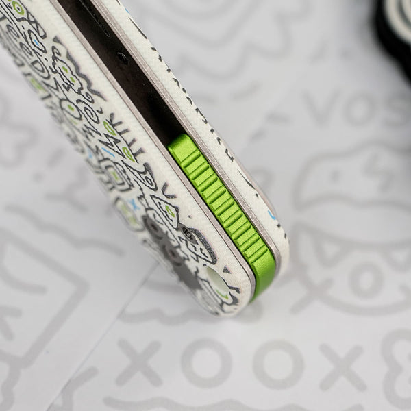 Vosteed Raccoon A2933 3.25" 14C28N Drop Point - Doodle Monster G10 Top Liner Lock