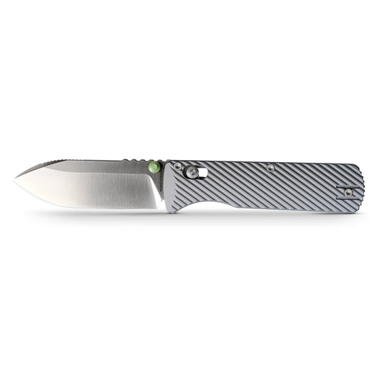 Vosteed Vombat Crossbar Lock Knife 2.92" M390 Satin Zulu Blade Gray Aluminum Handle A4104