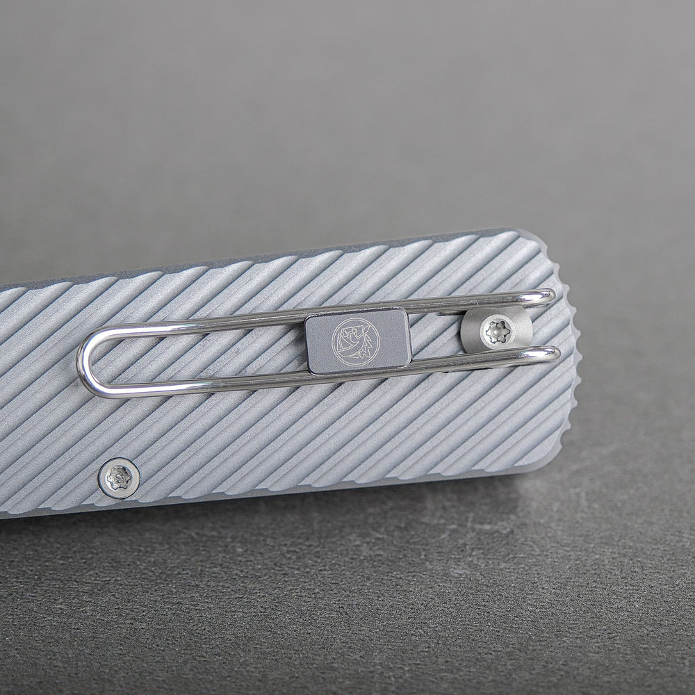Vosteed Vombat Crossbar Lock Knife 2.92" M390 Satin Zulu Blade Gray Aluminum Handle A4104