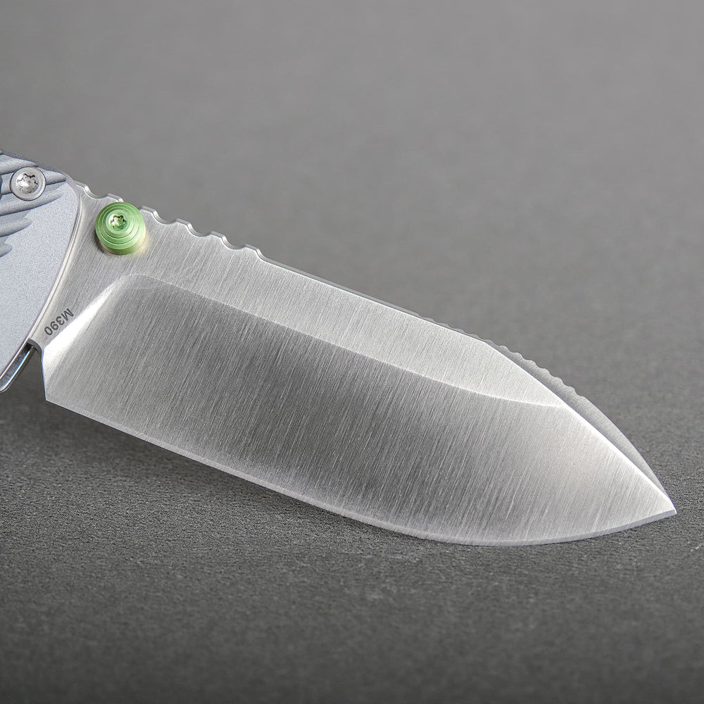 Vosteed Vombat Crossbar Lock Knife 2.92" M390 Satin Zulu Blade Gray Aluminum Handle A4104
