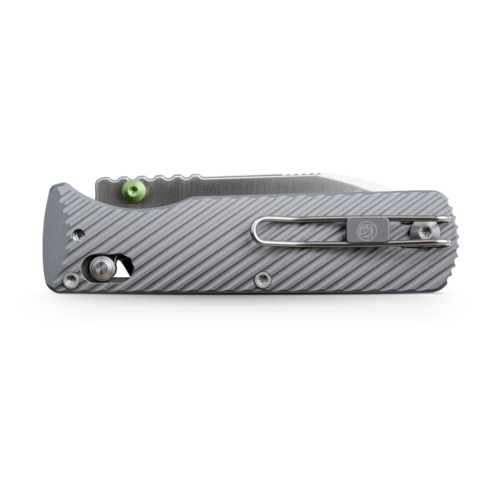 Vosteed Vombat Crossbar Lock Knife 2.92" M390 Satin Zulu Blade Gray Aluminum Handle A4104