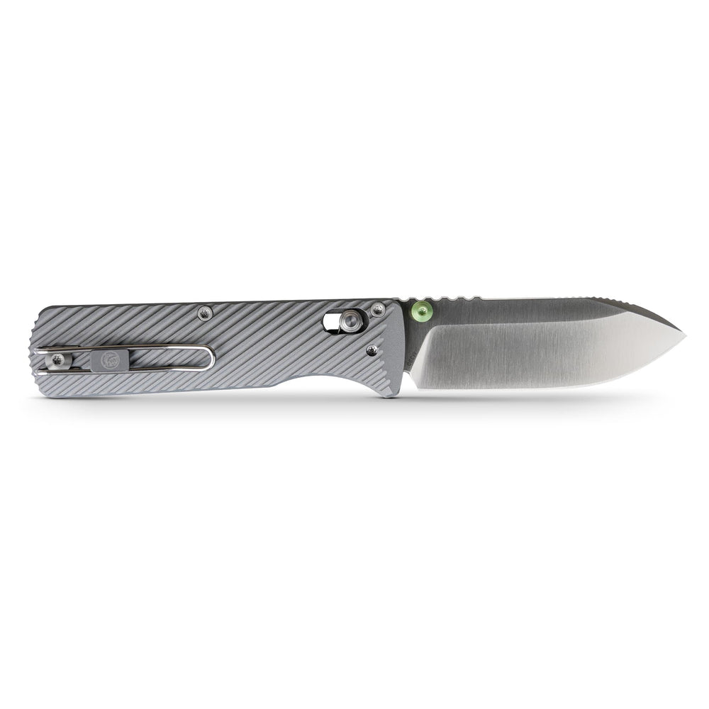 Vosteed Vombat Crossbar Lock Knife 2.92" M390 Satin Zulu Blade Gray Aluminum Handle A4104