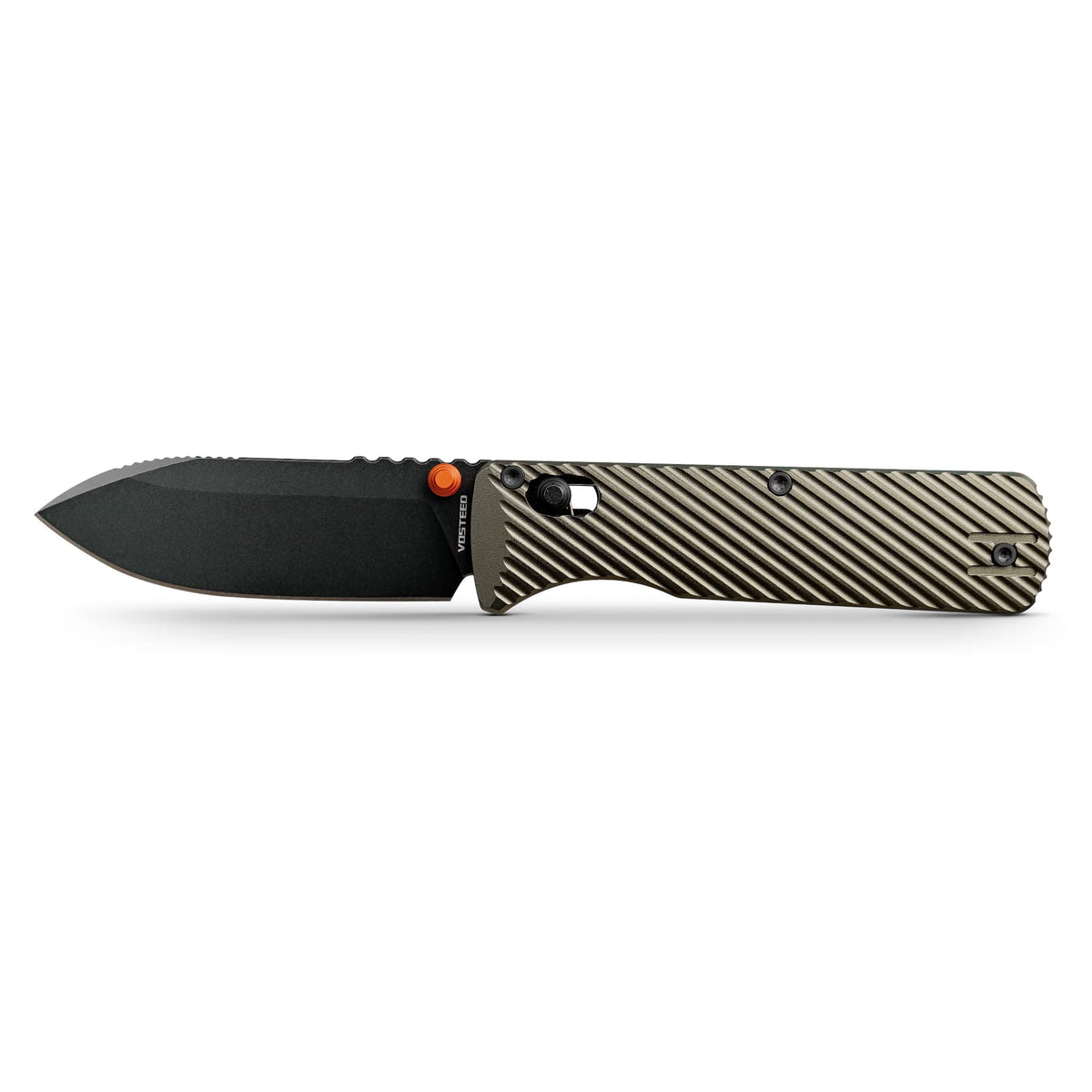 Vosteed Vombat Crossbar Lock Knife 2.92" M390 Black Stonewash Blade Olive Green Aluminum Handle A4105