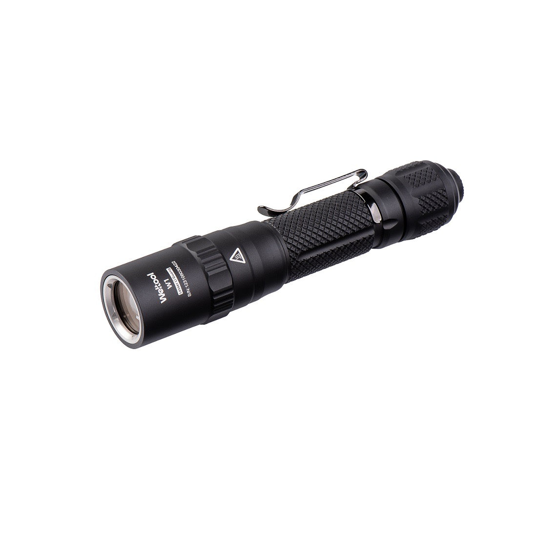 Weltool W1 (W1) LEP flashlight front view, 630 lumens
