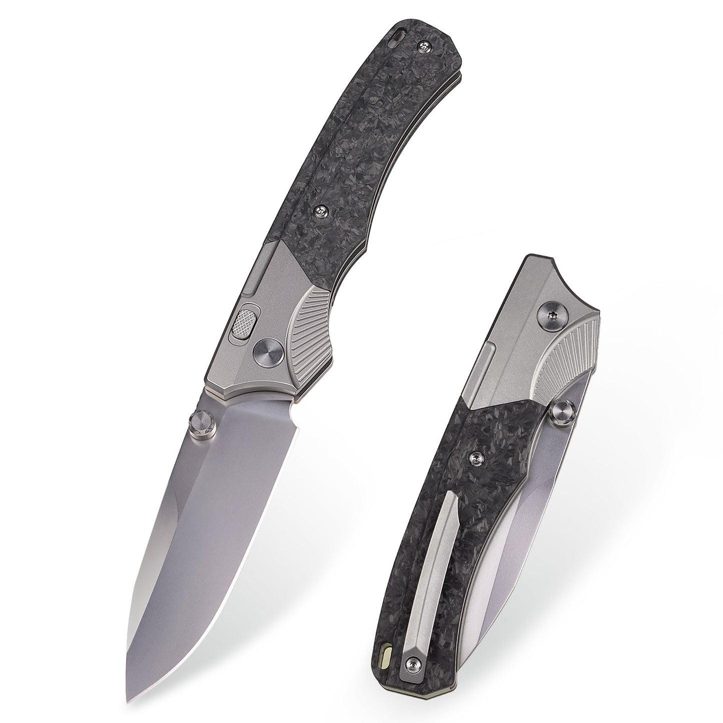 Remette WD107 front view – 3.28″ hand-ground M390 drop point folding knife