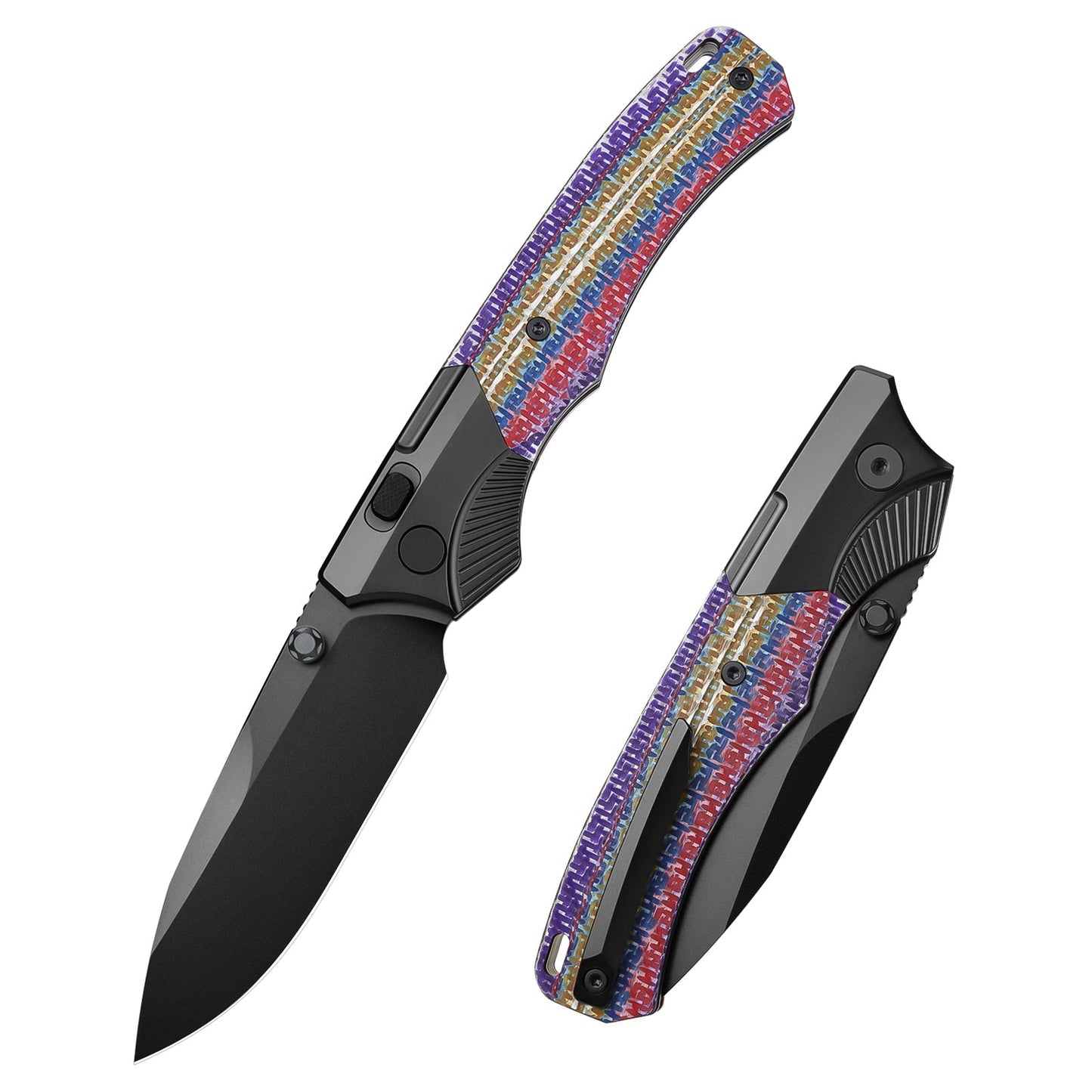 Remette WD107-TNC front view – 3.15″ titanium-plated M390 drop point folding knife