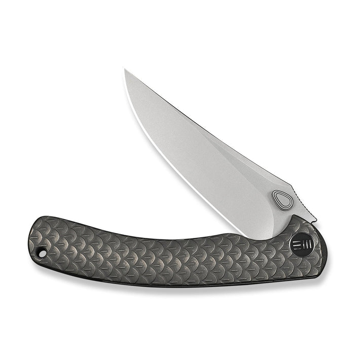 Closed WE Knife Dracarys WE25061B-1 with textured gray handle and clip